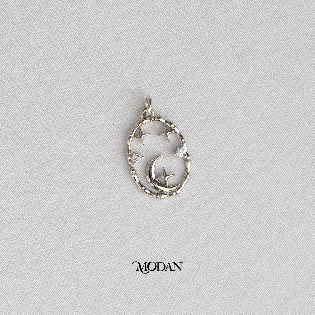 Celestial Moon and Star Oval DIY Charm Liontin Bulan Bintang Hypoallergenic Gold Filled