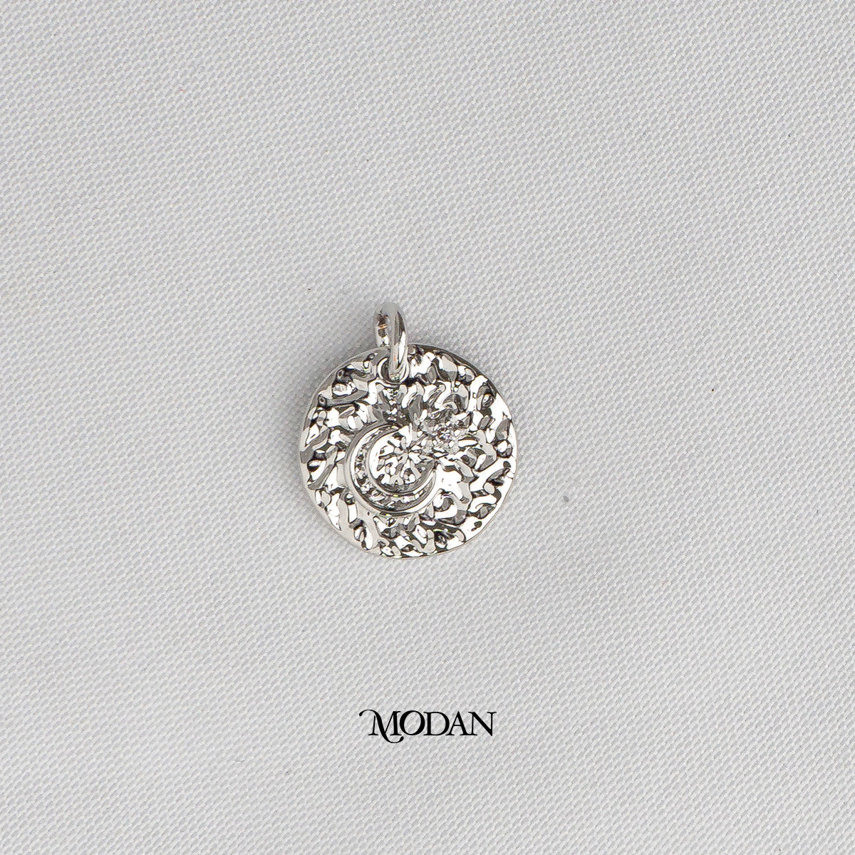 Round Celestial Moon and Star Irregular Hammered DIY Charm Liontin Bulan Bintang Hypoallergenic Gold Plated