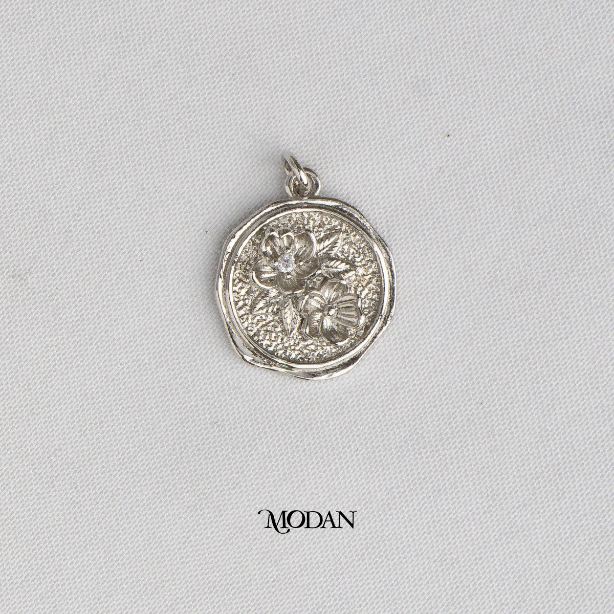 Lotus Flower Embossed Round DIY Charm Liontin Bunga Teratai Hypoallergenic Gold Filled