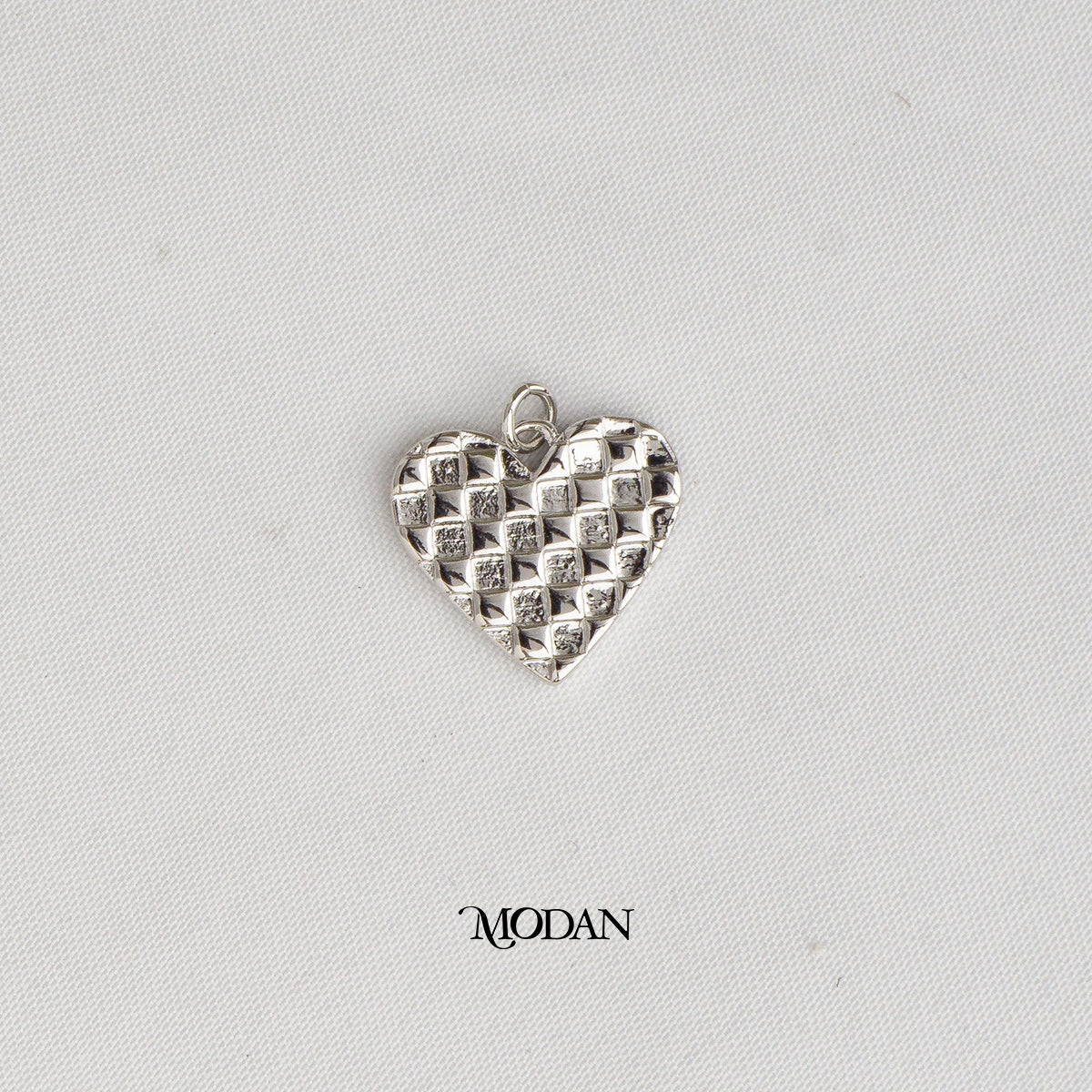 Simple Plain Checkered Heart DIY Charm Liontin Hati Tekstur Hypoallergenic Gold Filled