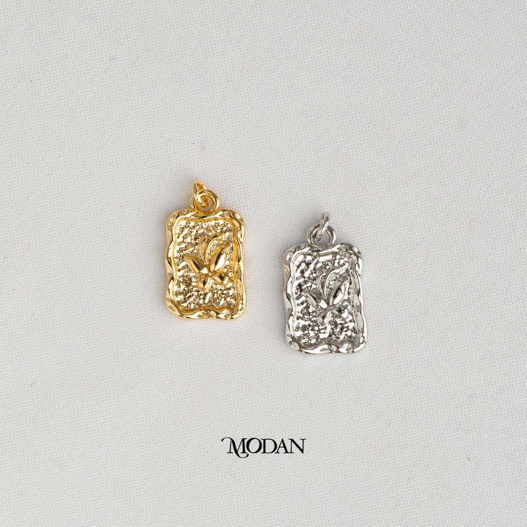 Embossed Butterfly Mariposa Tag Animal DIY Charm Liontin Kupu - Kupu Hypoallergenic Gold Filled