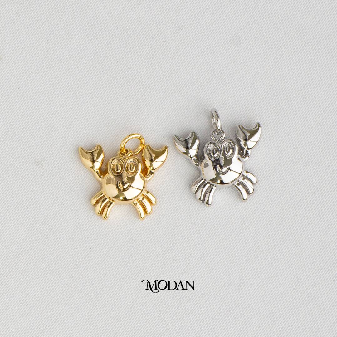 Crab 3D Ocean DIY Charm Liontin Kepiting Hypoallergenic Gold Plated