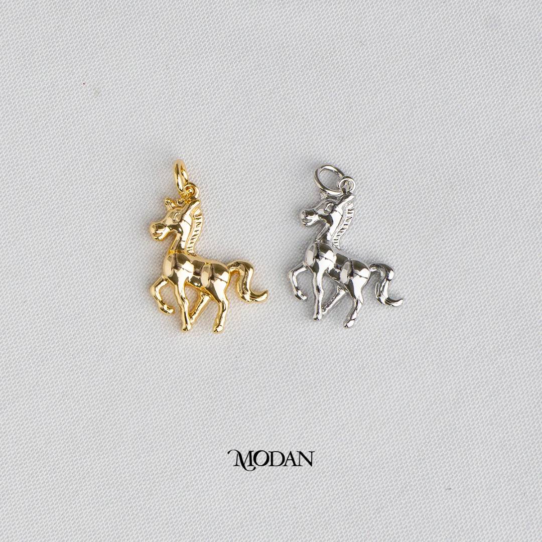Horse 3D Animal DIY Charm Liontin Kuda Hypoallergenic Gold Plated