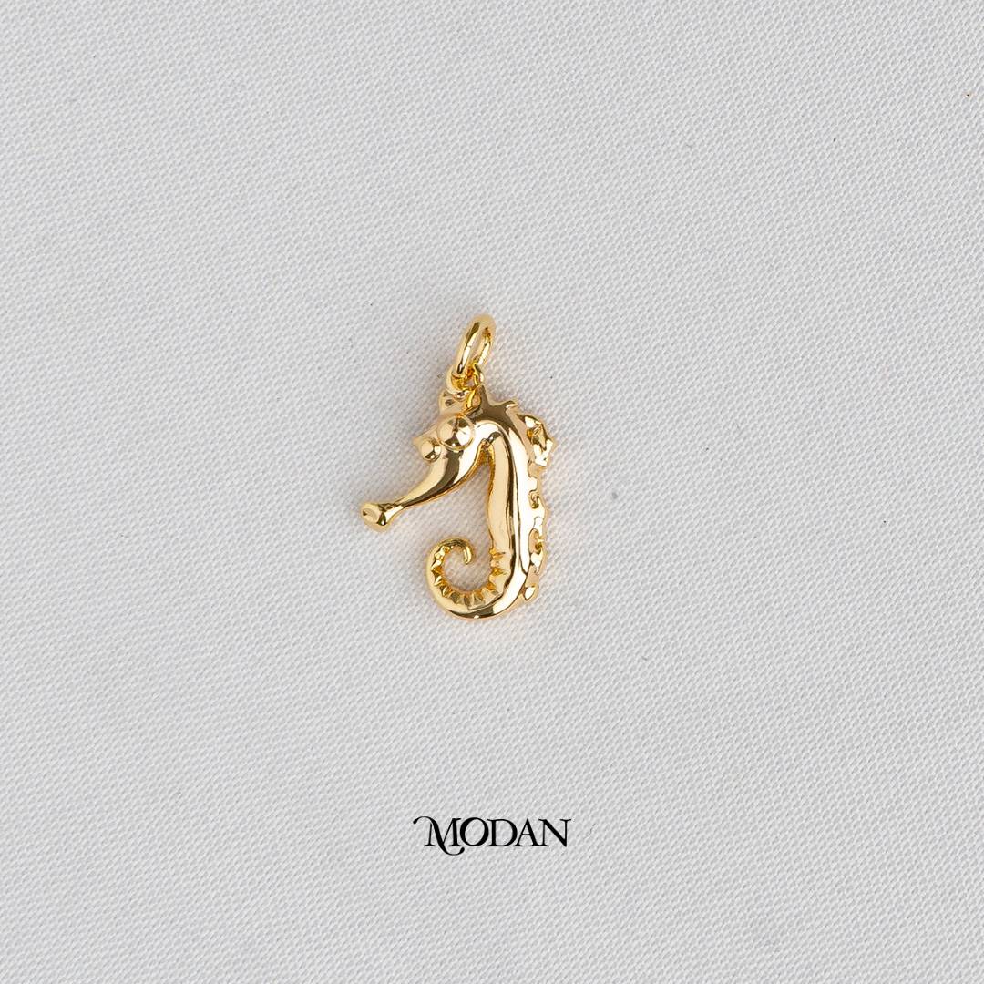 Seahorse 3D Ocean DIY Charm Liontin Kuda Laut Hypoallergenic Gold Plated