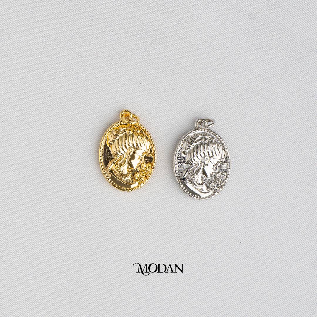 Double Sided Lady Flower Vintage DIY Charm Liontin Perempuan Bunga Hypoallergenic Gold Plated