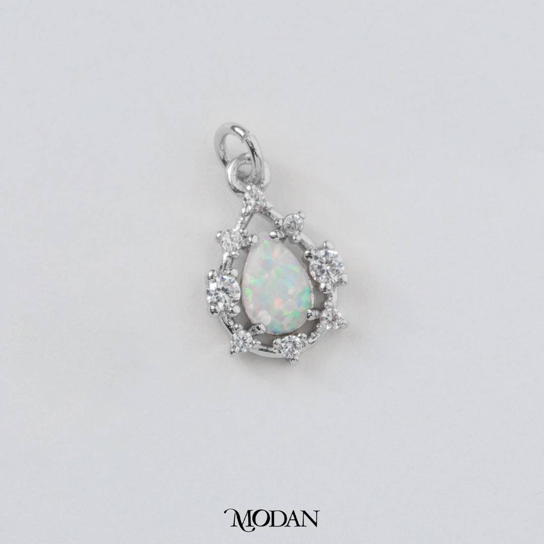 Tiny Mini Micro Paved Teardrop Charm in Opal Blue and Opal White DIY Liontin Tetes Air Mata Kecil Hypoallergenic Gold Filled
