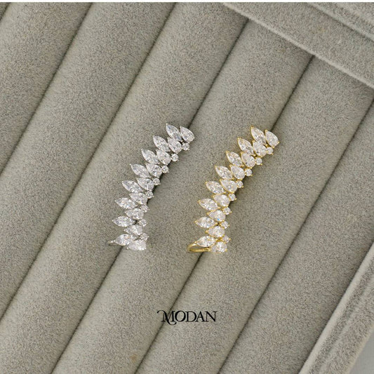 (39mm)(Left) Sparkling Marquise Zirconia Earcuff Earring Hypoallergenic Gold Plated