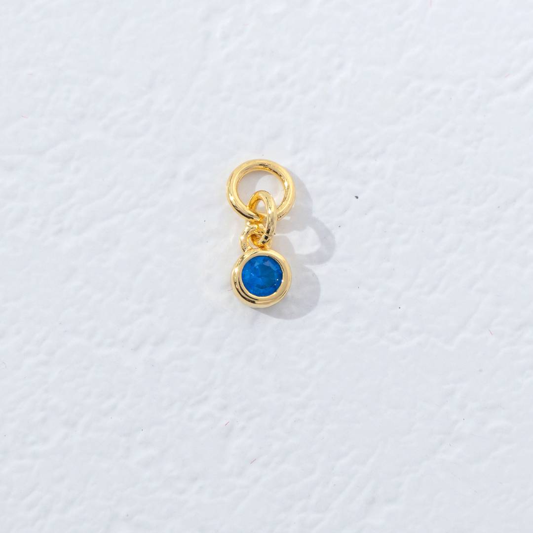 Mini Colorful Plain Round Birthstone Charm DIY Charm Liontin Kalung Bulat Polos Kecil Bulan Lahir Warna-Warni Hypoallergenic Gold Filled