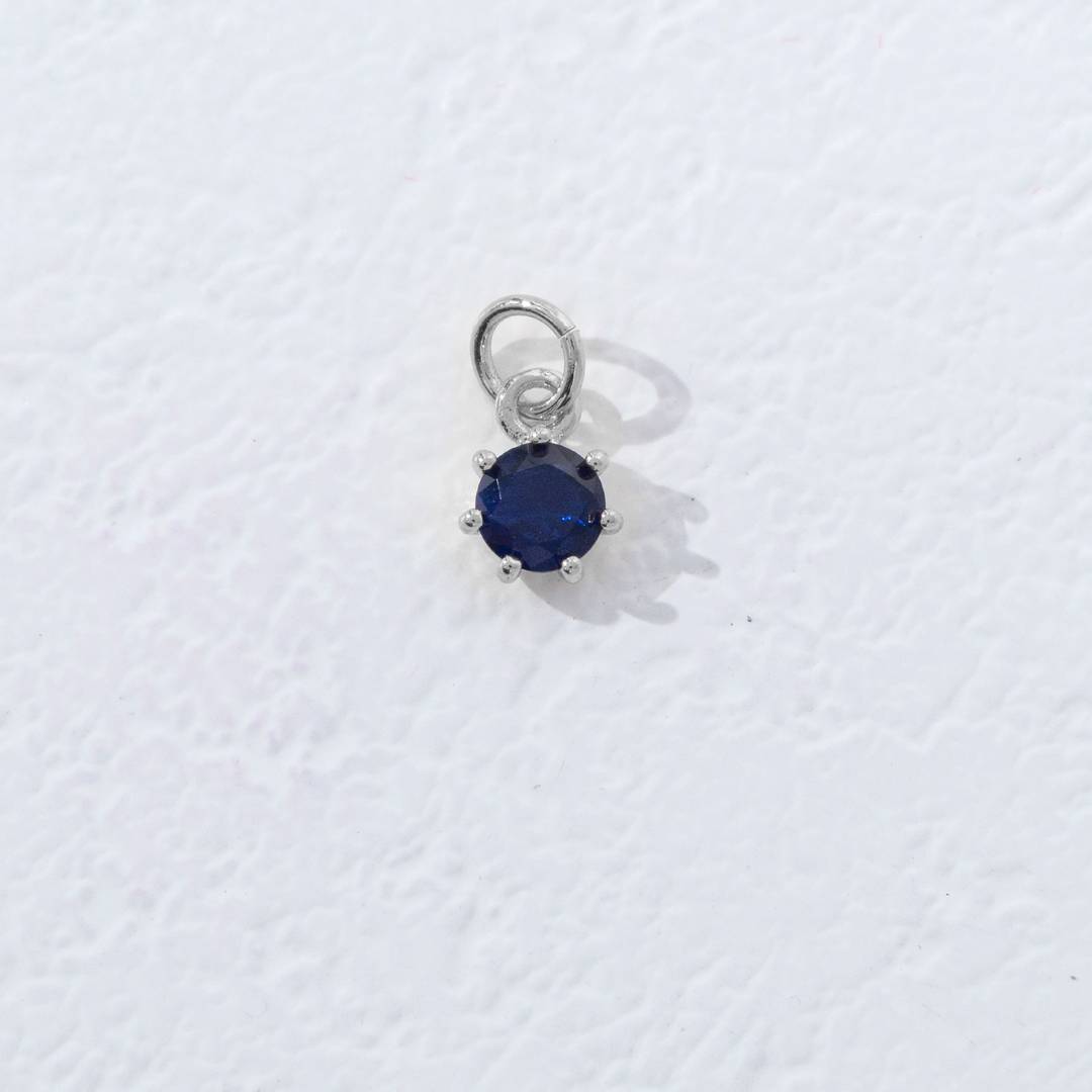 Mini Colorful Round Birthstone Charm DIY Charm Liontin Kalung Bulat 6 Sisi Bulan Lahir Warna-Warni Hypoallergenic Gold Filled