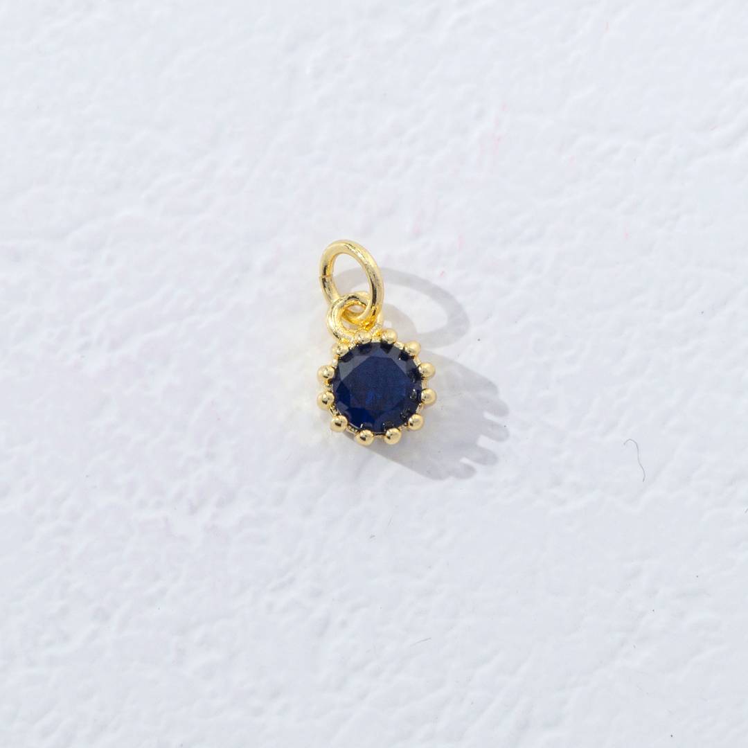 Mini Colorful Birthstone Charm DIY Charm Liontin Kalung Bulan Lahir Bulat 12 Sisi Hypoallergenic Gold Filled