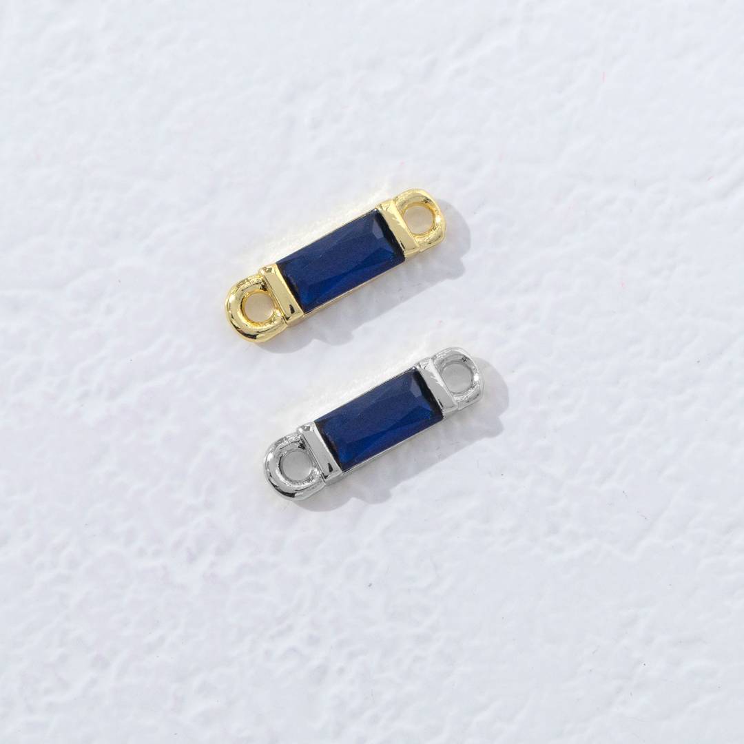 Colorful Rectangular Princess Cut Birthstone DIY Connector Liontin Bulan Lahir Warna-Warni Hypoallergenic Gold Filled