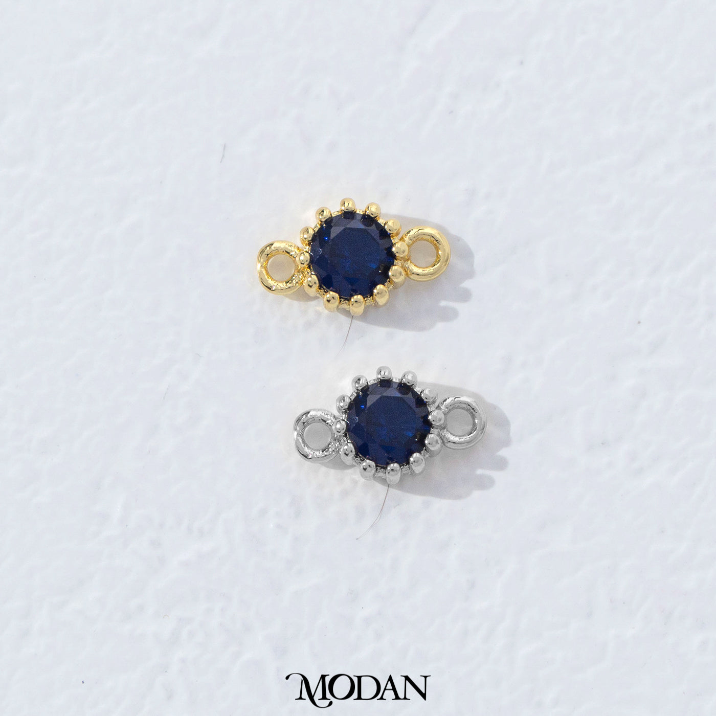 Mini Textured Birthstone DIY Connector Liontin Bulan Lahir Warna-Warni Hypoallergenic Gold Filled