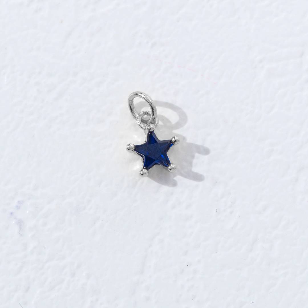 Mini Colorful Star Birthstone Charm DIY Charm Liontin Kalung Bintang Polos Kecil Bulan Lahir Warna-Warni Hypoallergenic Gold Filled