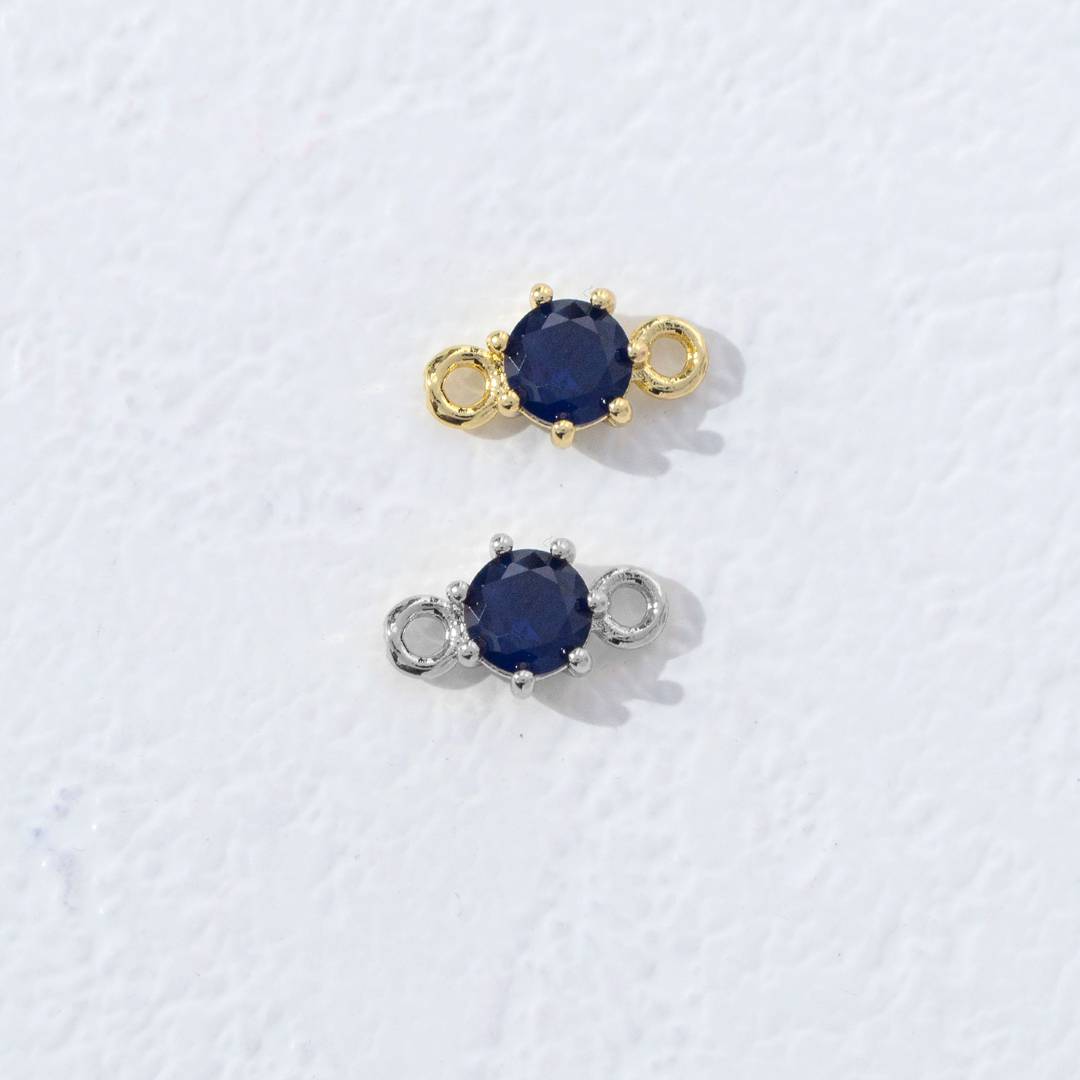 Colorful Round Birthstone DIY Connector Liontin Bulan Lahir Warna-Warni Hypoallergenic Gold Filled