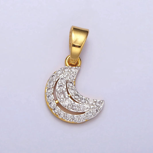 Micro Paved Celestial Moon DIY Pendant Liontin Bulan Hypoallergenic Gold Plated