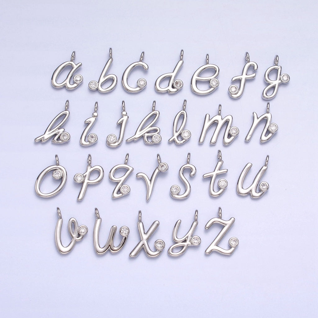 Initial Lowercase Alphabet DIY Charm Liontin Kalung Bandul Gelang Huruf Nama Hypoallergenic Gold Plated