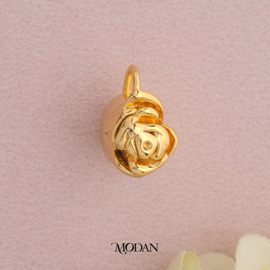 Rose Flower Cup Pendant DIY Liontin Bunga Mawar Hypoallergenic Gold Plated