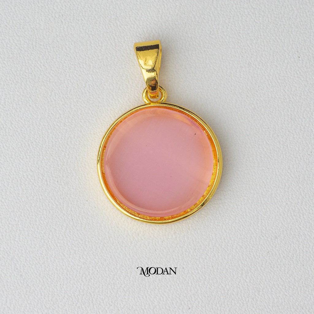 Black and Pink Acrylic Medallion Pendant DIY Pendant Liontin Bulat Hypoallergenic Gold Plated