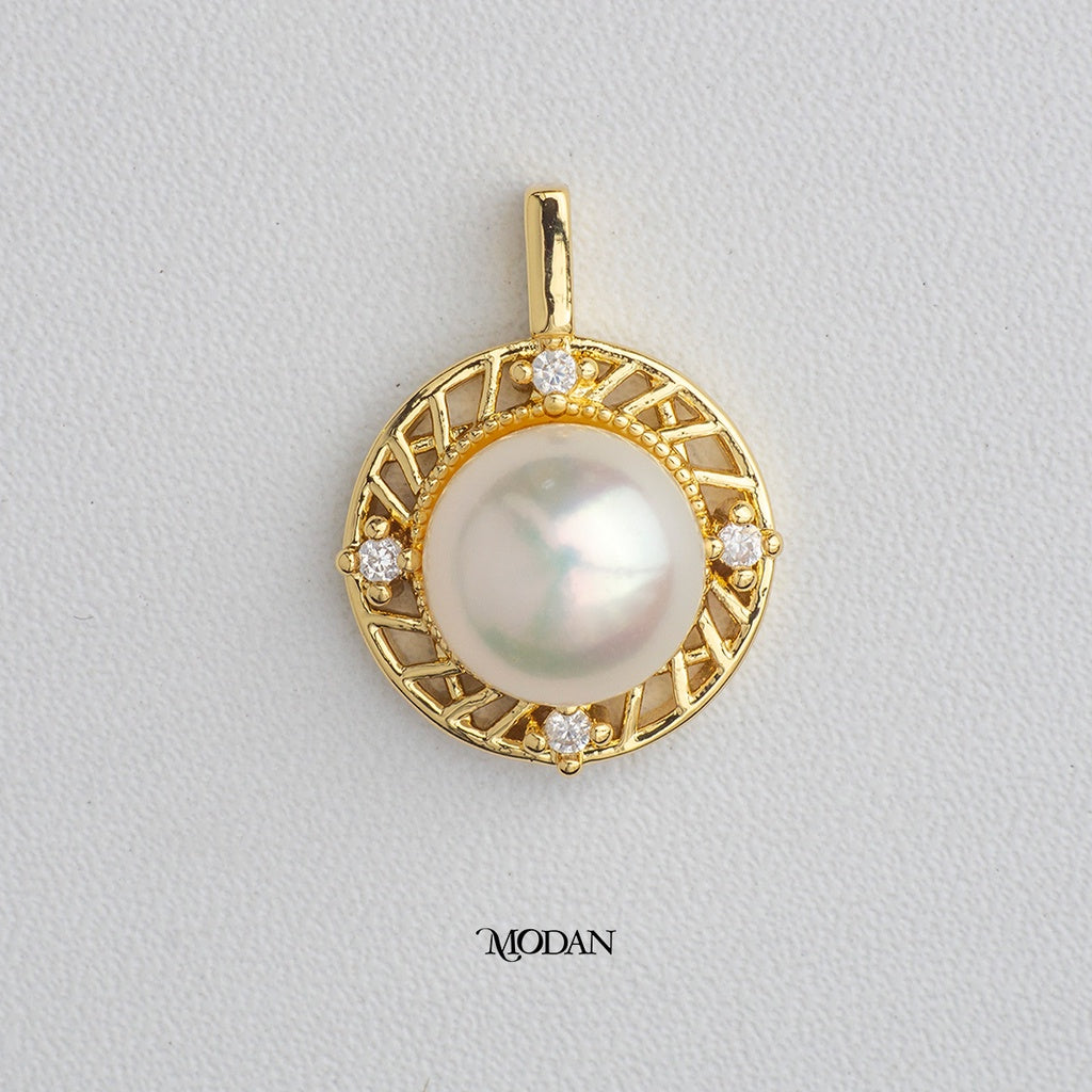 Sparkling Round Shell Pearl Pendant DIY Pendant Liontin Pesta Bulat Mutiara Hypoallergenic Gold Filled