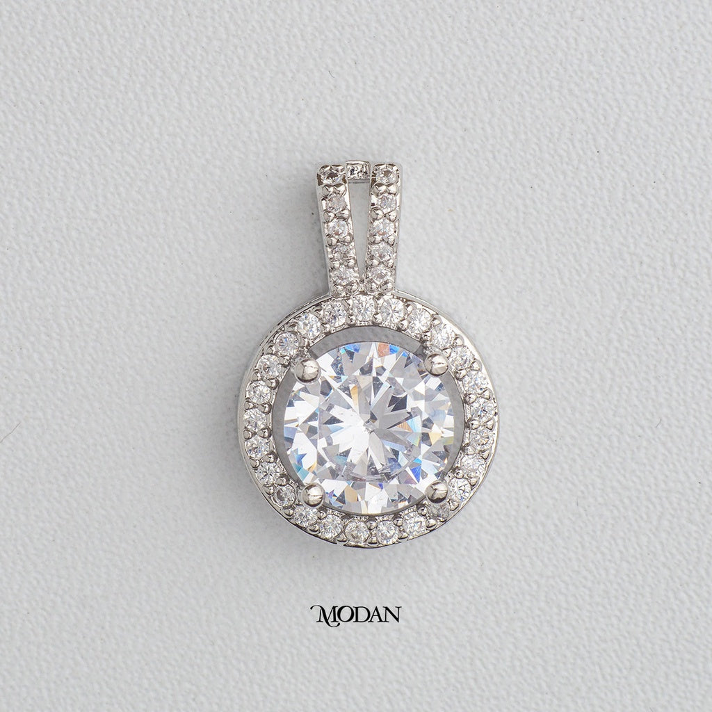 Classic Elegant Round Pendant DIY Pendant Liontin Kalung Mata Satu Hypoallergenic Gold Filled