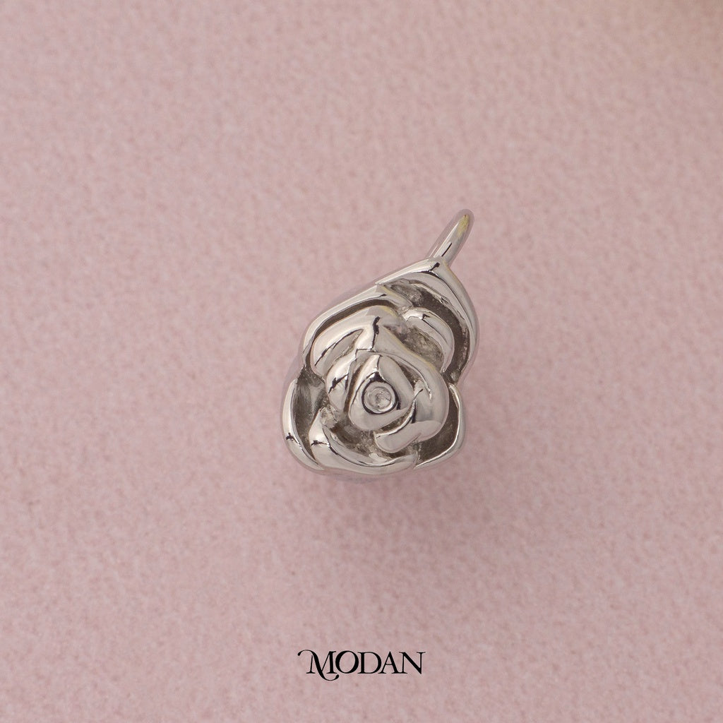 Rose Flower Cup Pendant DIY Liontin Bunga Mawar Hypoallergenic Gold Plated