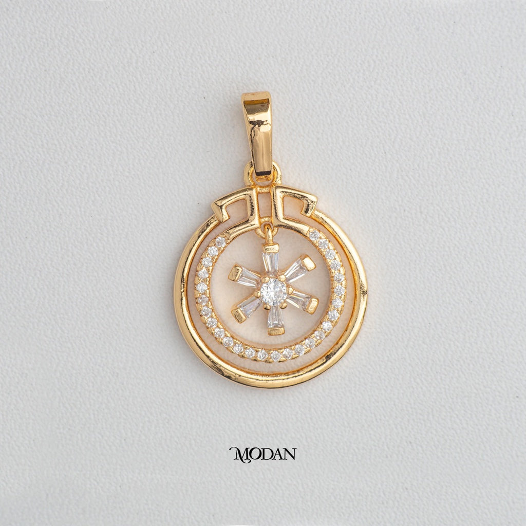 Sparkling Round Starburst DIY Pendant Liontin Bintang Bulat Berlian Hypoallergenic Gold Plated