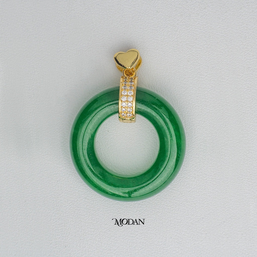Pink Yellow Green Jade Heart Donut Pendant DIY Pendant Liontin Bentuk Donat Hati Hypoallergenic Gold Filled