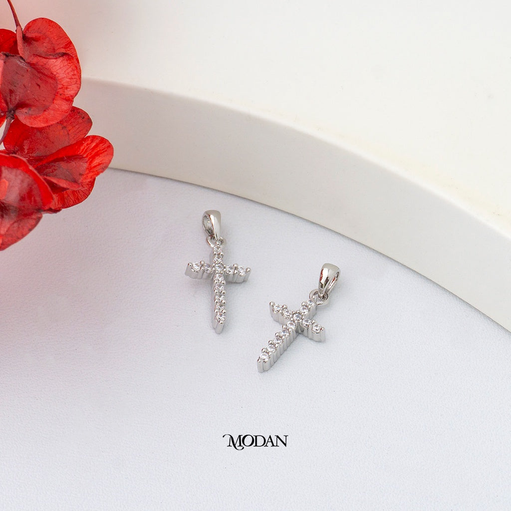 Plain Religious Sparkling Cross DIY Pendant Liontin Salib Hypoallergenic Gold Plated