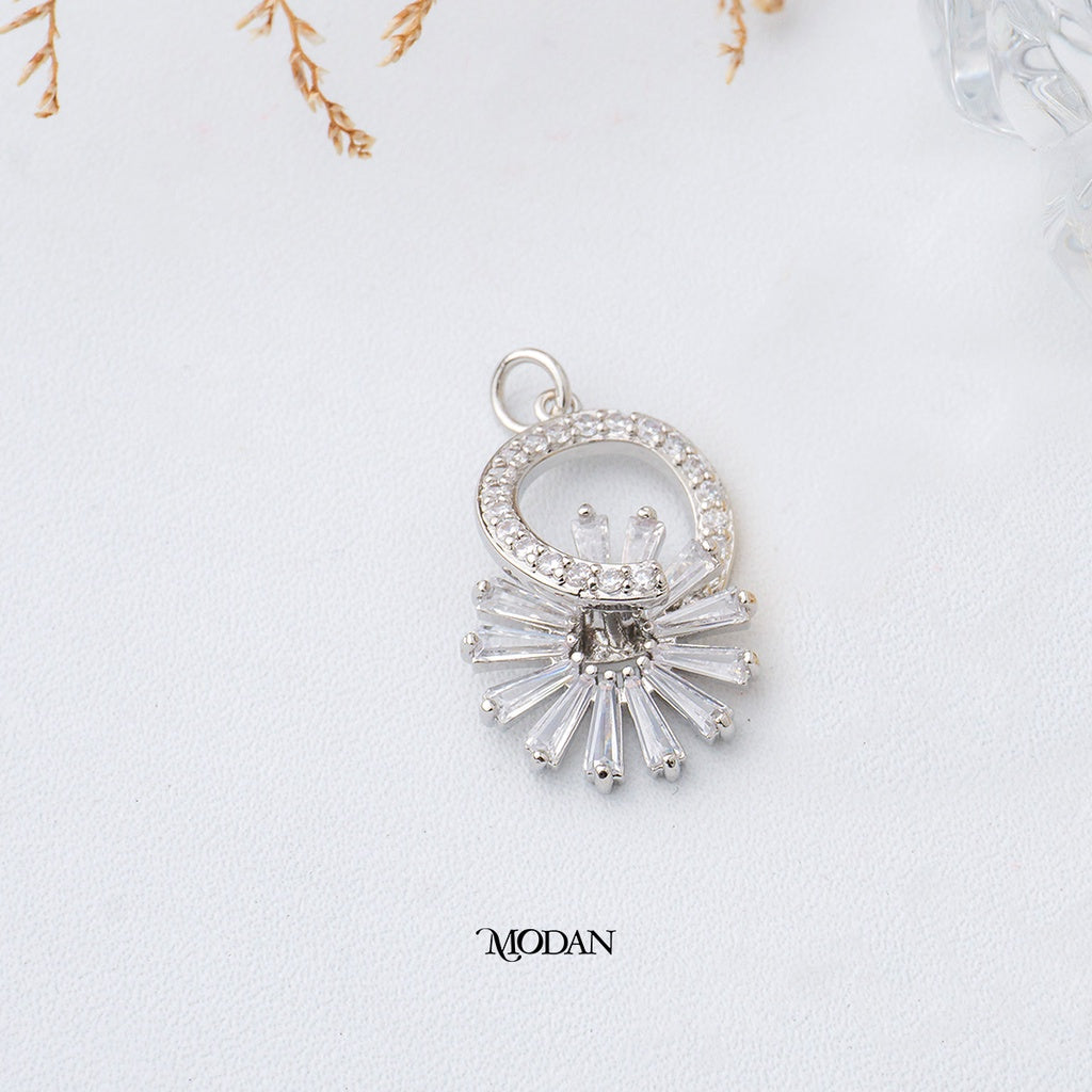 Sparkling Round Flower DIY Pendant Liontin Bunga Hypoallergenic Gold Plated
