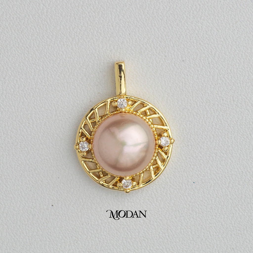Sparkling Round Shell Pearl Pendant DIY Pendant Liontin Pesta Bulat Mutiara Hypoallergenic Gold Filled
