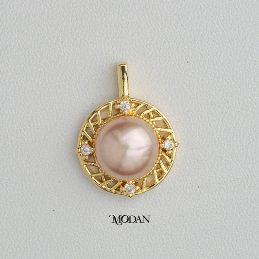 Sparkling Round Shell Pearl Pendant DIY Pendant Liontin Pesta Bulat Mutiara Hypoallergenic Gold Filled