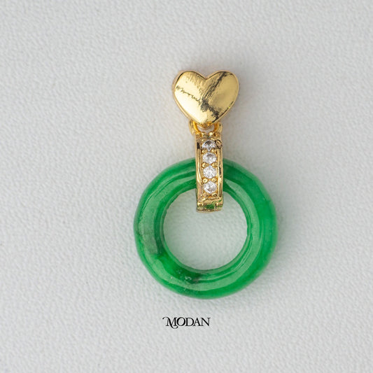 Mini Green Jade Heart Donut Pendant DIY Pendant Liontin Bentuk Donat Hati Hypoallergenic Gold Filled