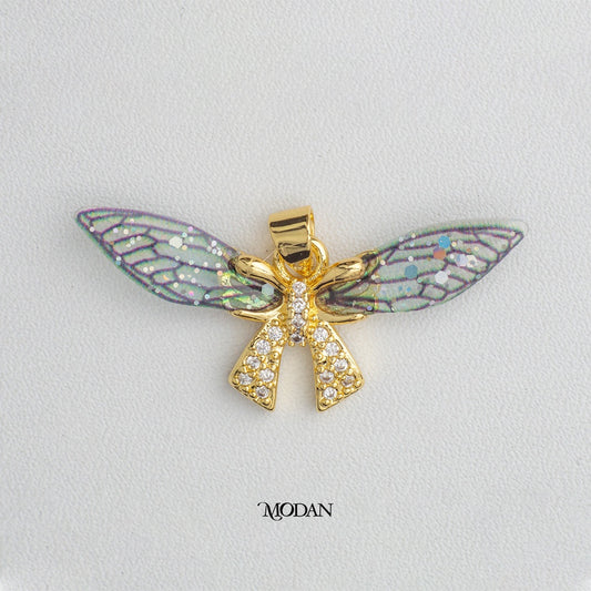 Gradient Blue Dragonfly Ribbon Pendant DIY Pendant Liontin Capung Hypoallergenic Gold Plated
