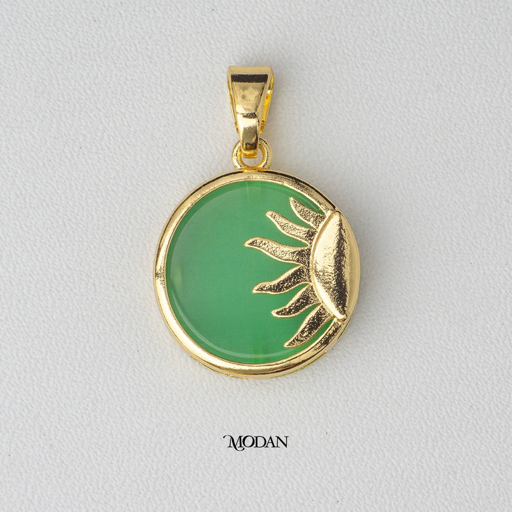 Clear Green Acrylic Half Sunburst Pendant DIY Pendant Liontin Matahari Hypoallergenic Gold Plated
