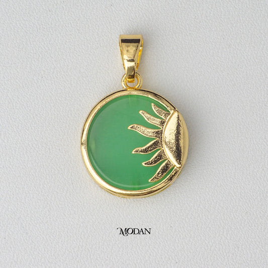 Clear Green Acrylic Half Sunburst Pendant DIY Pendant Liontin Matahari Hypoallergenic Gold Plated