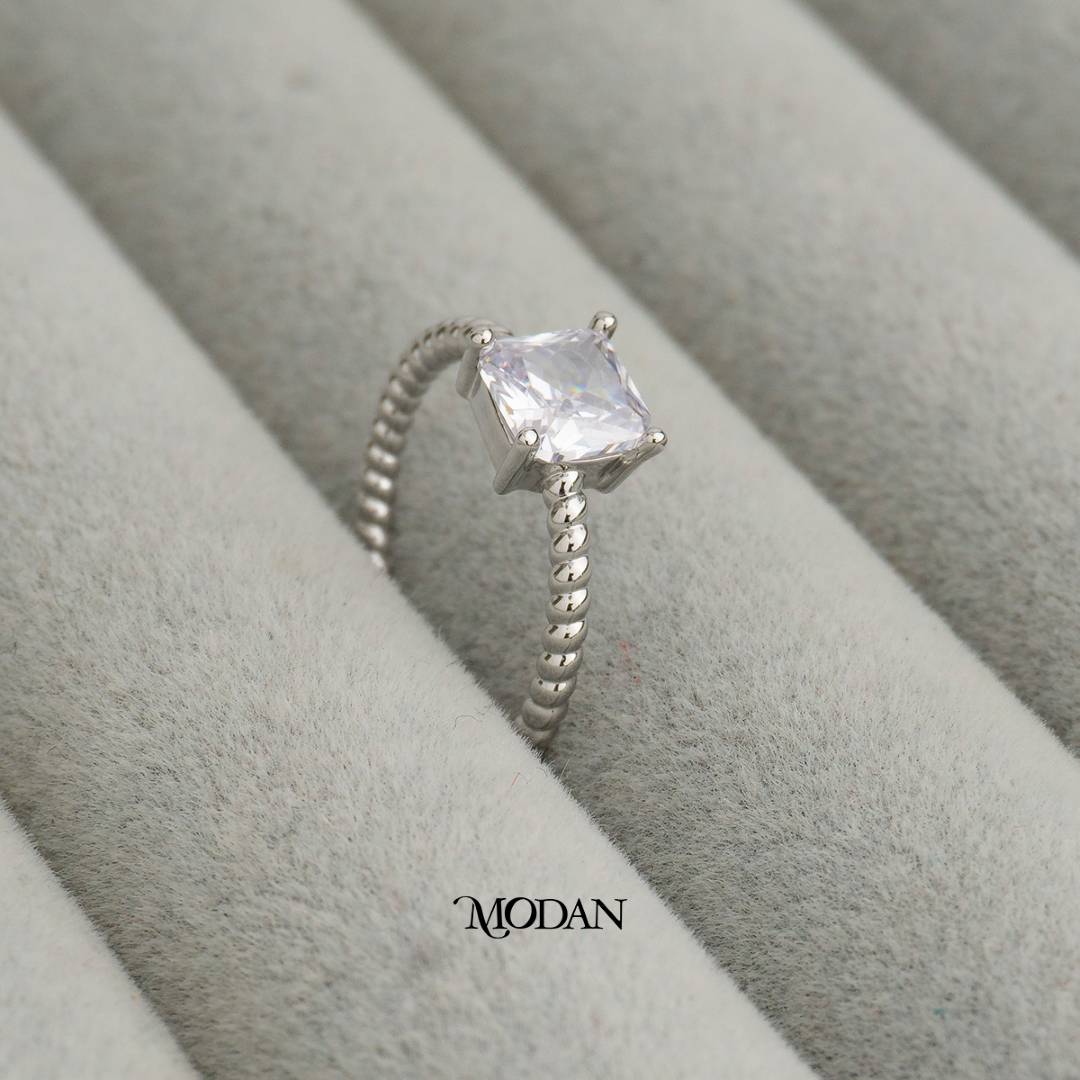 Bridal Princess Solitaire Adjustable Ring Cincin Pesta Zirconia Mata Kotak Hypoallergenic Gold Plated