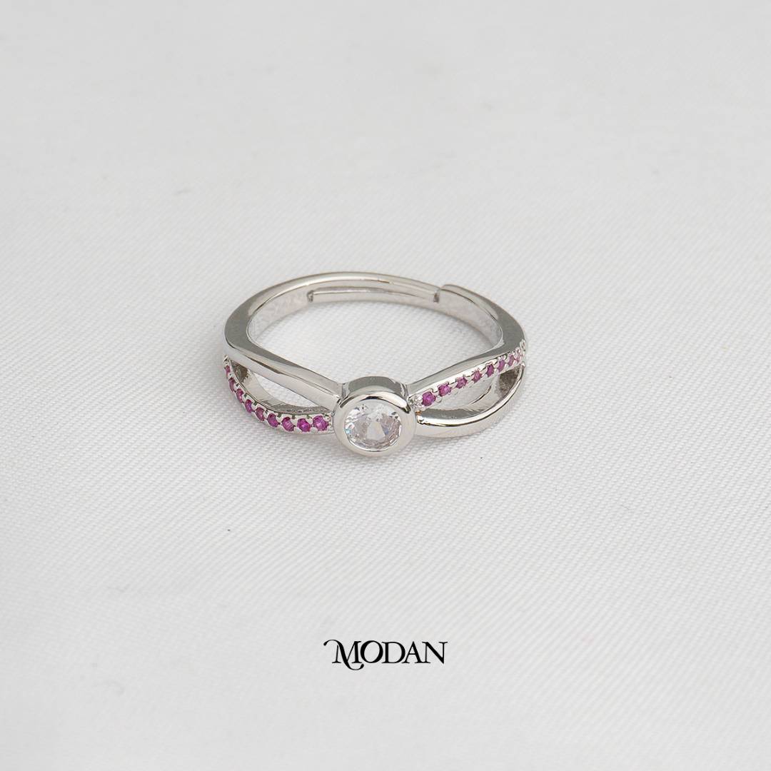 Sparkling Fuchsia Twist Adjustable Ring Cincin Warna Fuchsia Lilit Hypoallergenic Gold Plated
