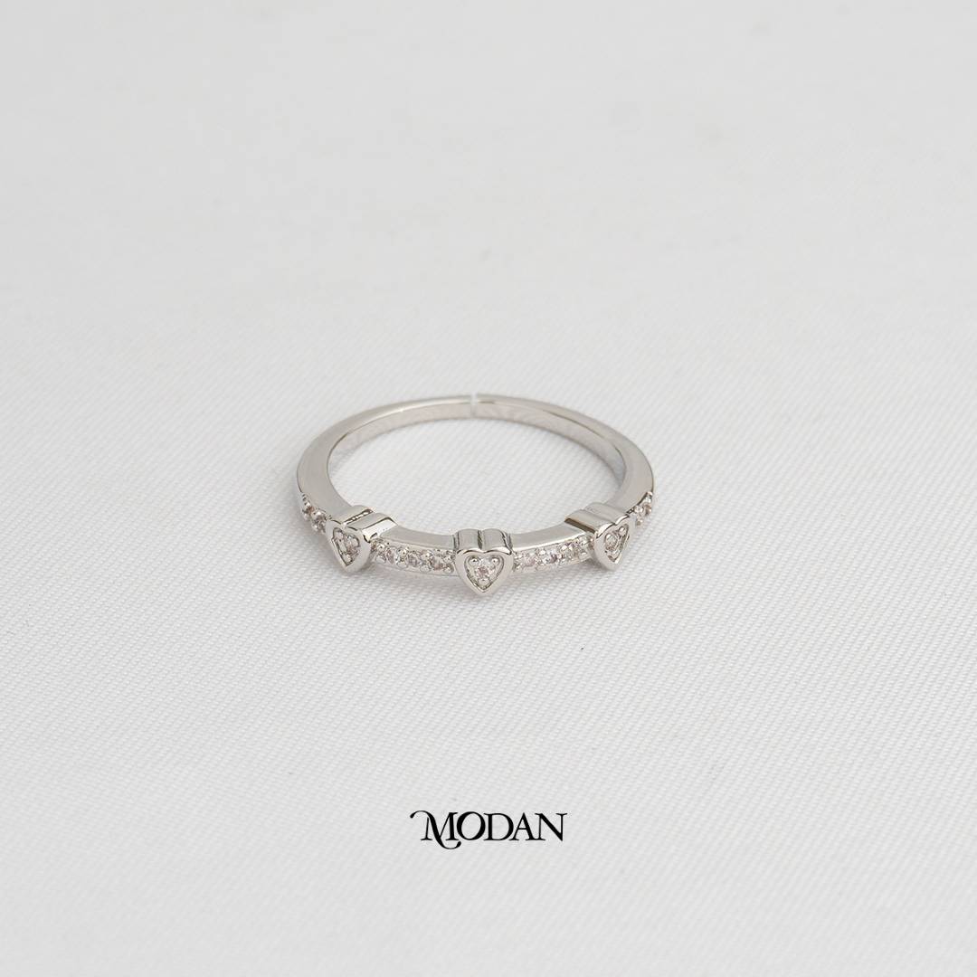 The Dainty Hearts Line Adjustable Ring Cincin Hati Ramping Hypoallergenic Gold Plated