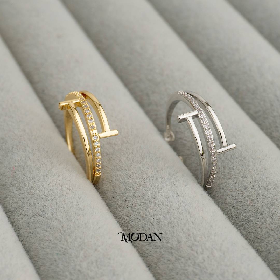 Triple Band Nail Adjustable Ring Cincin 3 Layer Paku Hypoallergenic Gold Plated