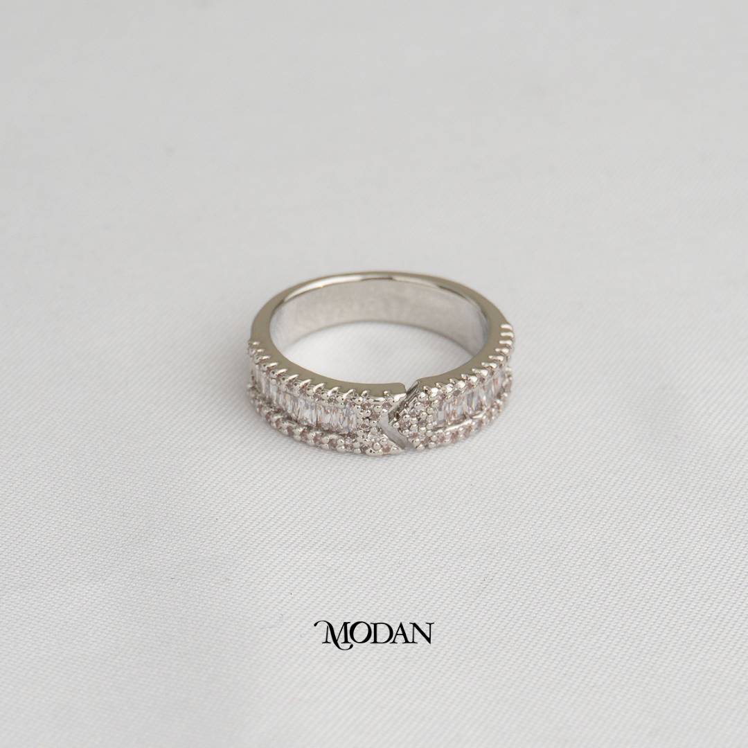 Baguette Eternity Band Adjustable Ring Cincin Baguette Hypoallergenic Gold Plated