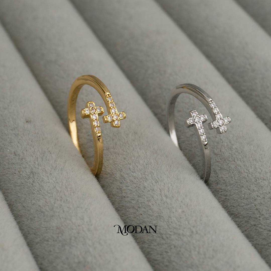Sacred Cross Adjustable Ring Cincin Salib Suci Hypoallergenic Gold Plated