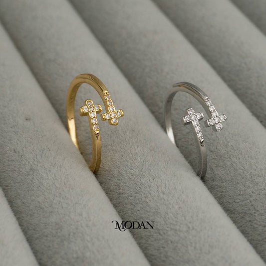 Sacred Cross Adjustable Ring Cincin Salib Suci Hypoallergenic Gold Plated