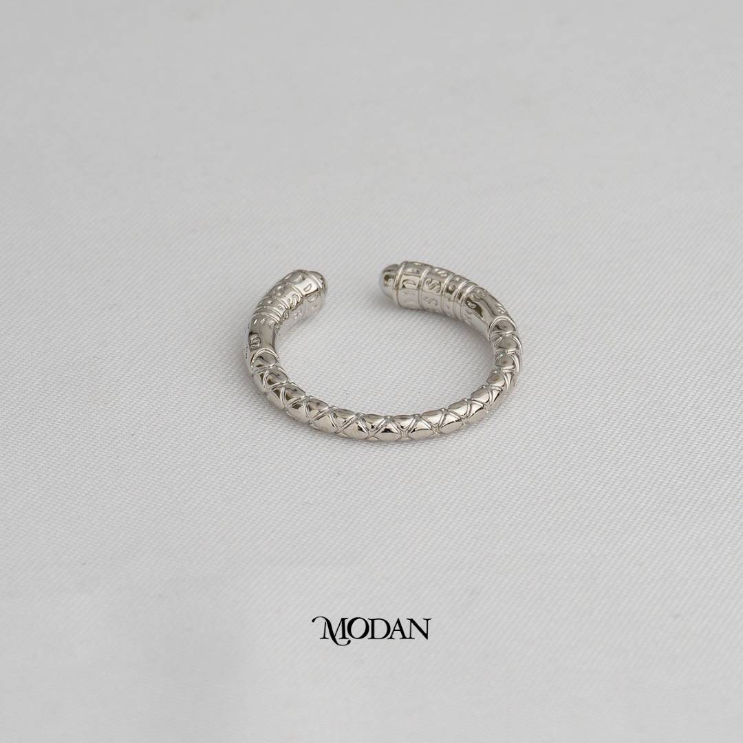 Textured Unisex Adjustable Ring Cincin Pria Wanita Statement Bertekstur Hypoallergenic Gold Plated