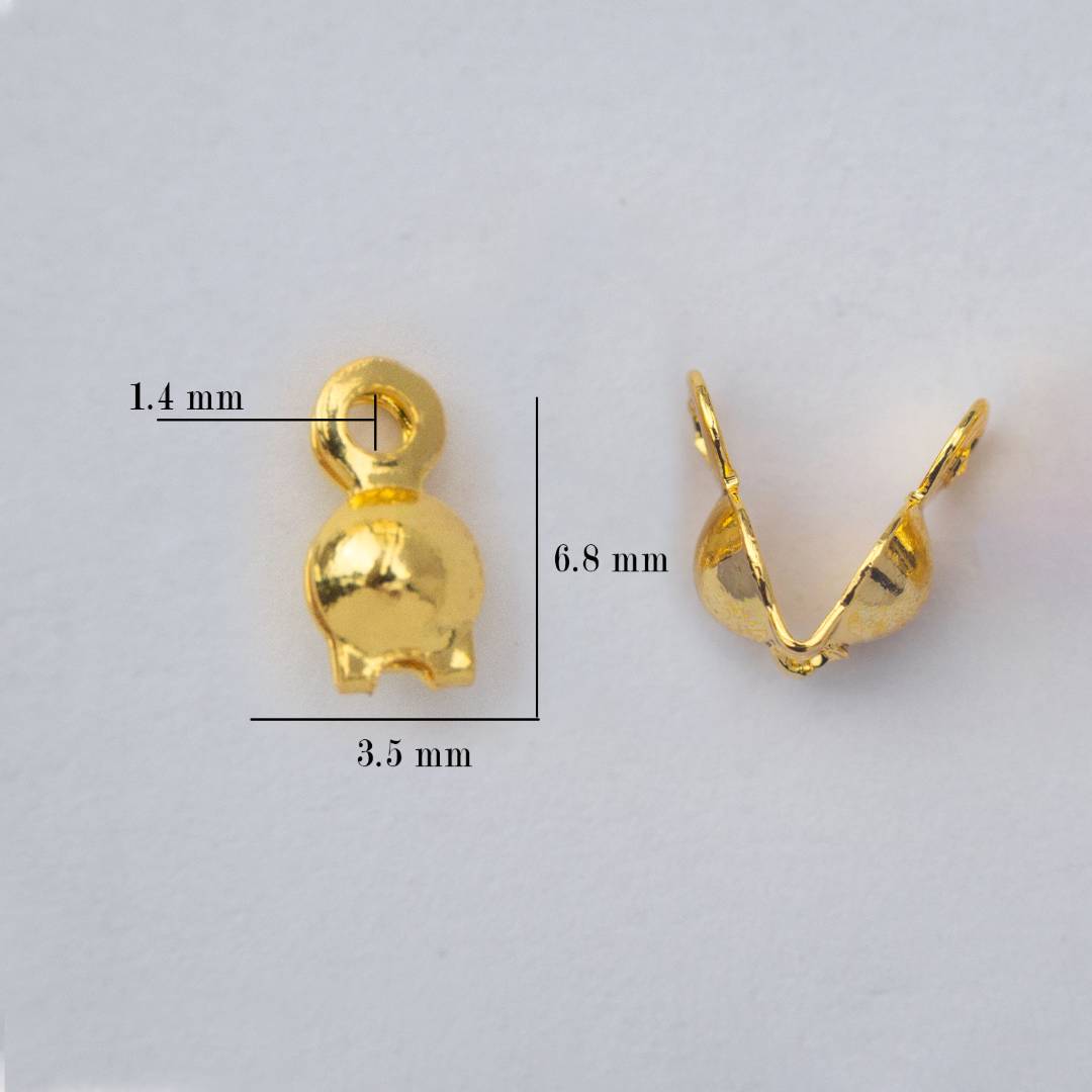 (5Pcs) 3.5mm Crimp Beads Knot Cover DIY Closure Kodokan Jepit Hypoallergenic Gold Filled