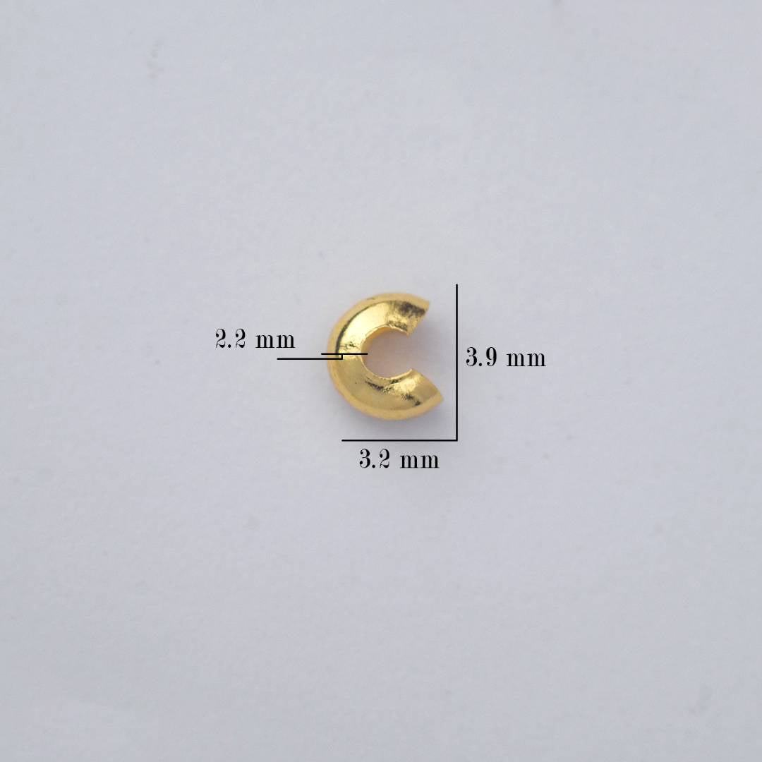 (20 Pcs) 3mm Clamshell Crimp Beads Cover Stopper DIY Closure Ujung Model C Hypoallergenic Gold Plated