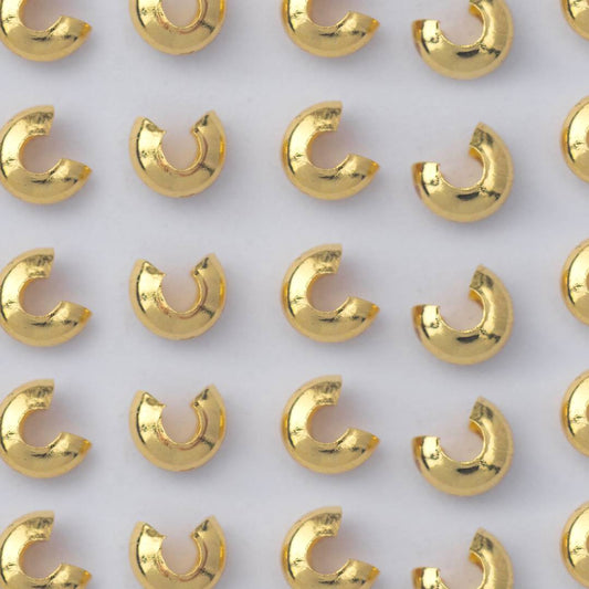 (20 Pcs) 3mm Clamshell Crimp Beads Cover Stopper DIY Closure Ujung Model C Hypoallergenic Gold Plated