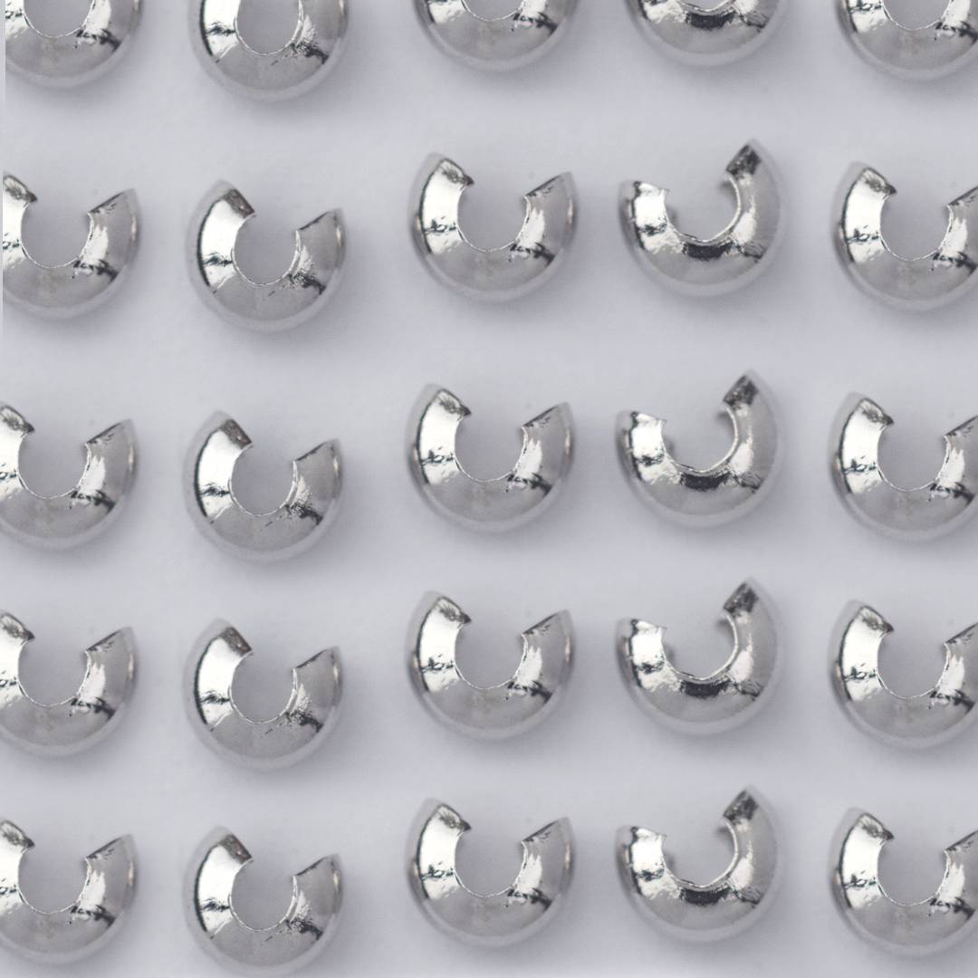 (20 Pcs) 3mm Clamshell Crimp Beads Cover Stopper DIY Closure Ujung Model C Hypoallergenic Gold Plated