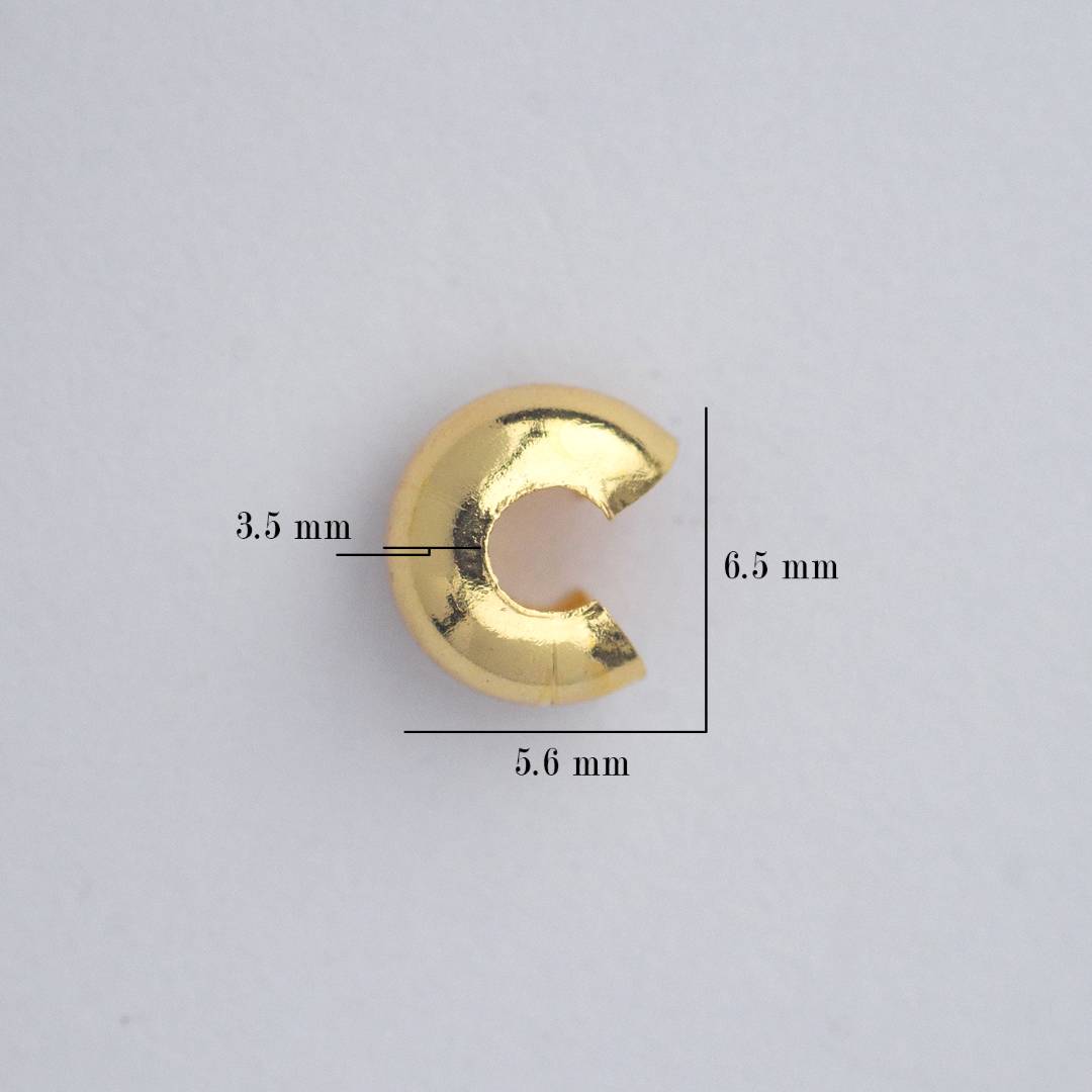 (5 Pcs) 6mm Clamshell Crimp Beads Cover Stopper DIY Closure Ujung Model C Hypoallergenic Gold Plated