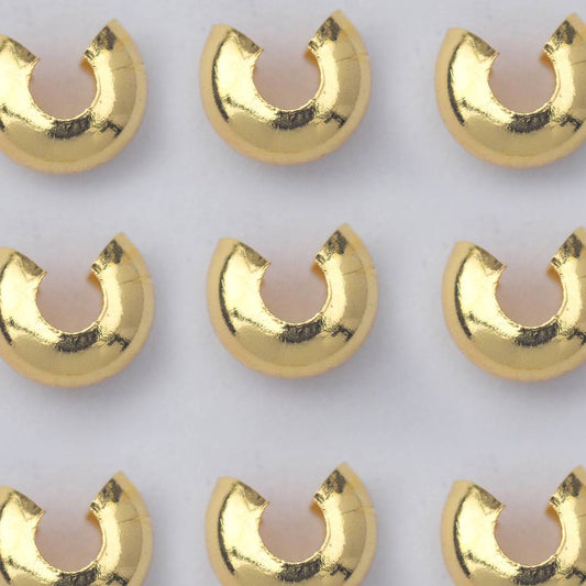 (5 Pcs) 6mm Clamshell Crimp Beads Cover Stopper DIY Closure Ujung Model C Hypoallergenic Gold Plated