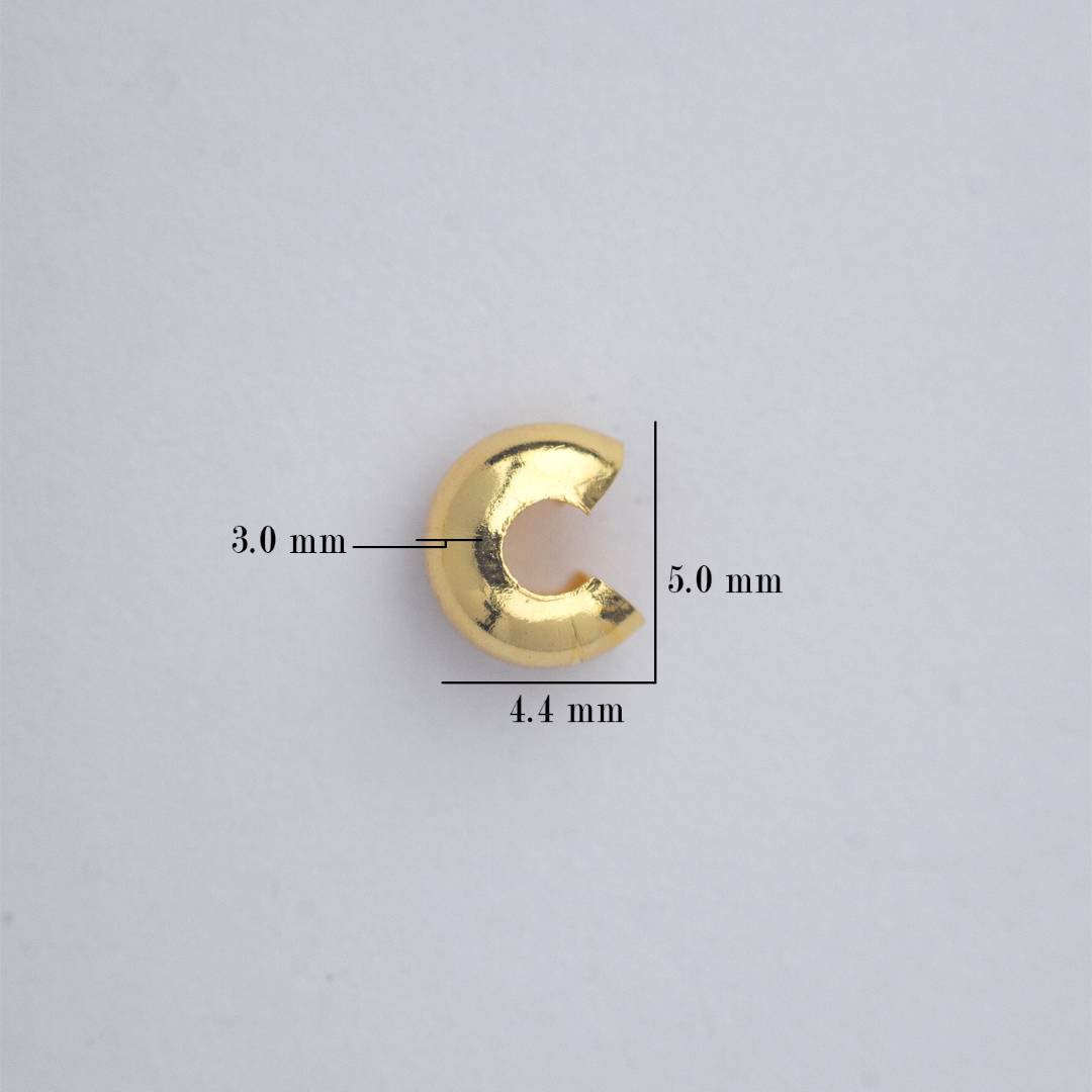 (10 Pcs) 4mm Clamshell Crimp Beads Cover Stopper DIY Closure Ujung Model C Hypoallergenic Gold Plated
